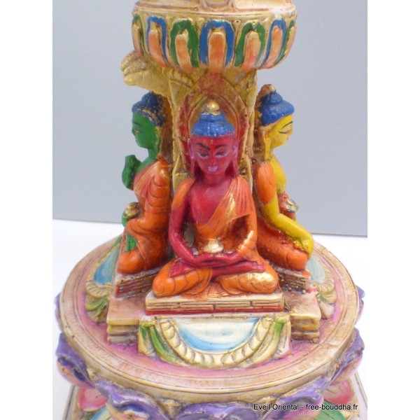 Stupa tibétain 23 cm peint à la main Statuettes Bouddhistes STUP5