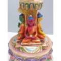 Statuette bouddhiste Stupa tibétain 23 cm peint à la main - Statuettes bouddhistes tibétaines artisanales
