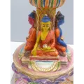 Statuette bouddhiste Stupa tibétain 23 cm peint à la main - Statuettes bouddhistes tibétaines artisanales