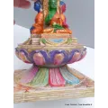 Statuette bouddhiste Stupa tibétain 23 cm peint à la main - Statuettes bouddhistes tibétaines artisanales