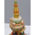 Statuette bouddhiste Stupa tibétain 23 cm peint à la main - Statuettes bouddhistes tibétaines artisanales