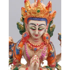 Statuette bouddhiste Chenrezi 15 cm peinte à la main - Statuettes bouddhistes tibétaines artisanales