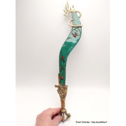 Epée de Manjushri courbe corail ou lapis lazuli Objets rituels bouddhistes MJ3