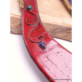 Epée de Manjushri courbe corail ou lapis lazuli Objets rituels bouddhistes MJ3