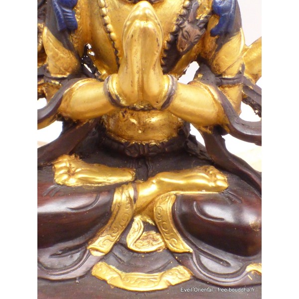 Statuette Chenrezi marron et or 15 cm Statuettes Bouddhistes STACH2
