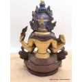 Statuette bouddhiste Chenrezi marron et or 15 cm - Statuettes bouddhistes tibétaines artisanales