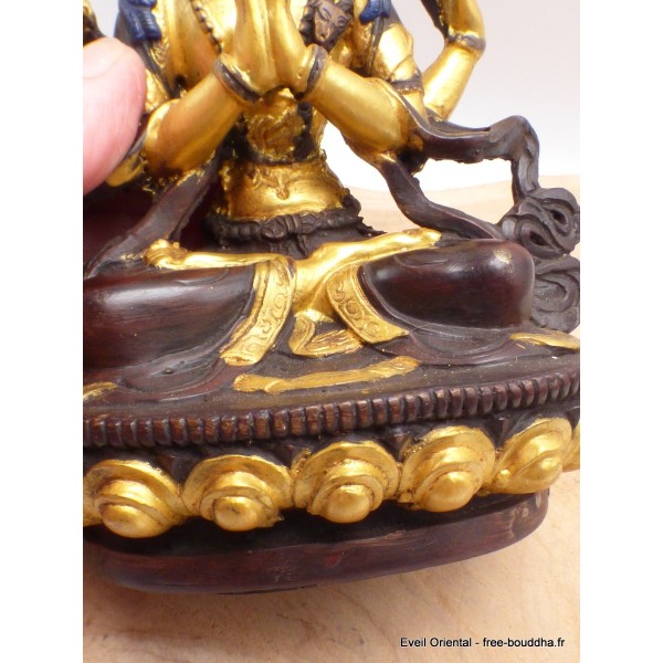 Statuette Chenrezi marron et or 15 cm Statuettes Bouddhistes STACH2