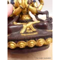 Statuette bouddhiste Chenrezi marron et or 15 cm - Statuettes bouddhistes tibétaines artisanales