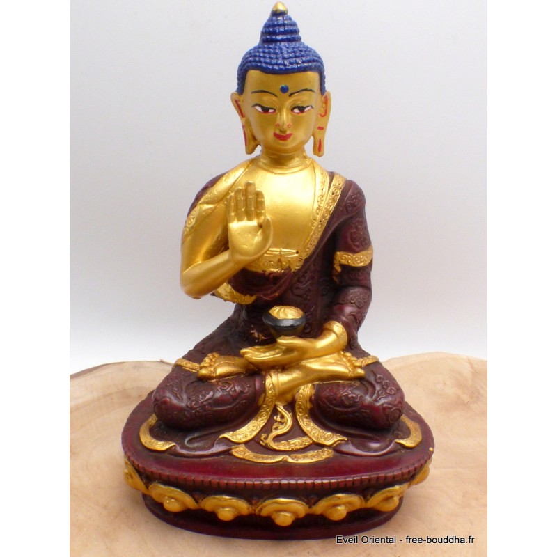 Statue Bouddha Sakyamouni 19 cm marron et or Statuettes Bouddhistes SBK2