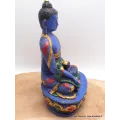Statue bouddhiste Bouddha de Médecine peinte à la main 20 cm - Statuettes bouddhistes tibétaines artisanales