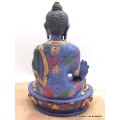 Statue bouddhiste Bouddha de Médecine peinte à la main 20 cm - Statuettes bouddhistes tibétaines artisanales