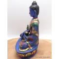 Statue bouddhiste Bouddha de Médecine peinte à la main 20 cm - Statuettes bouddhistes tibétaines artisanales