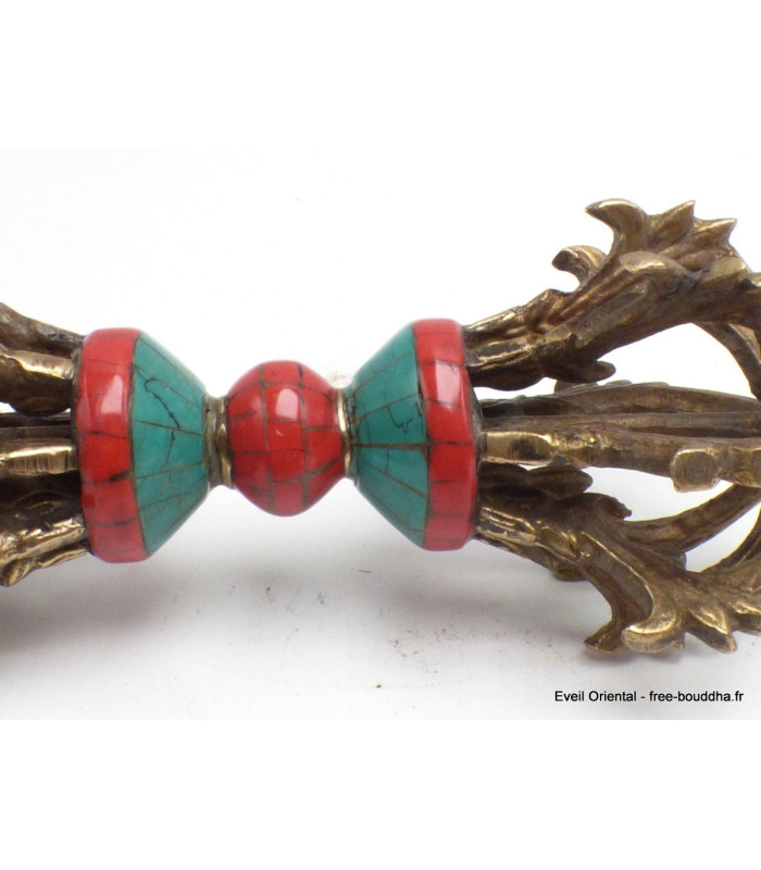 Dordjé tibétain trône 8 branches 17 cm Cloches et dorjé tibétains DP4