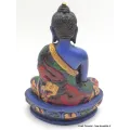 Statuette bouddhiste Bouddha de Médecine avec lotus 14 cm - Statuettes bouddhistes tibétaines artisanales