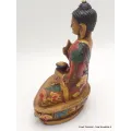 Statue tibétaine Bouddha jaune en enseignement - Statuettes bouddhistes tibétaines artisanales