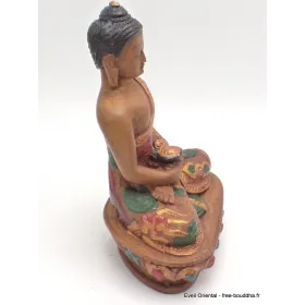 Statue tibétaine Bouddha jaune en méditation - Statuettes bouddhistes tibétaines artisanales
