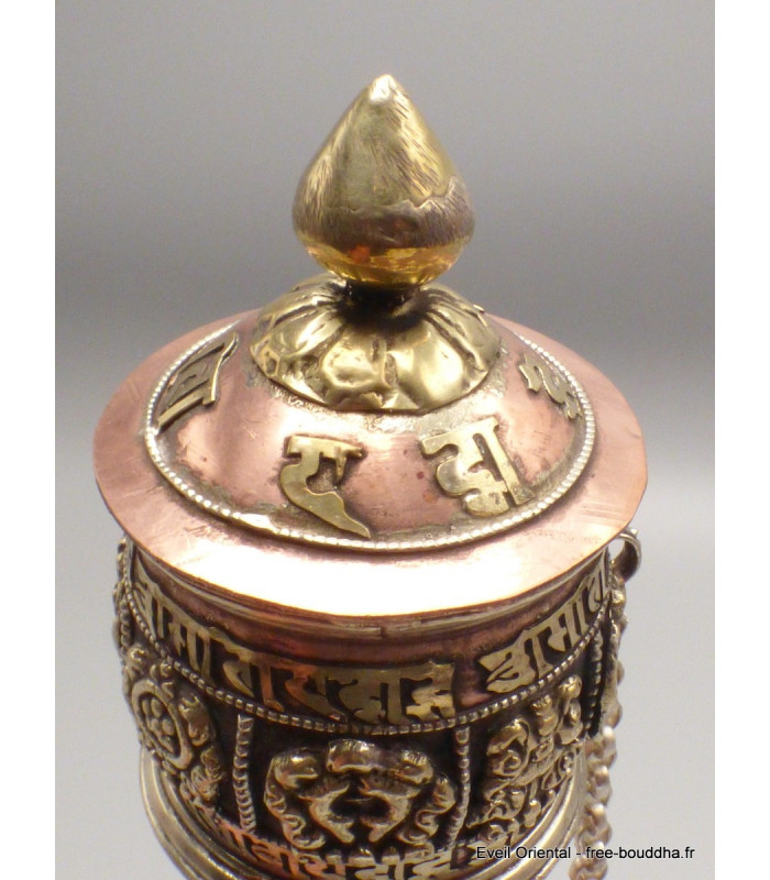 Moulin à prières tibétain 8 signes auspicieux 26 cm Objets rituels bouddhistes MAA1