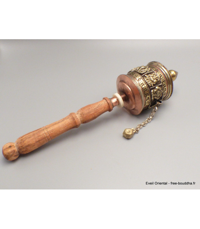 Moulin à prières tibétain 8 signes auspicieux 26 cm Objets rituels bouddhistes MAA1