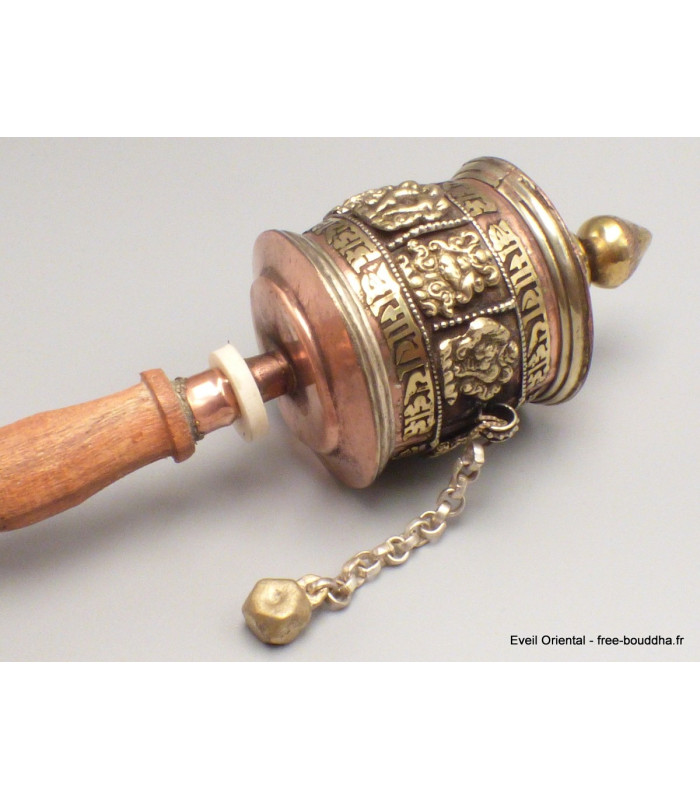 Moulin à prières tibétain 8 signes auspicieux 26 cm Objets rituels bouddhistes MAA1