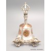 Cloche tibétaine plaqué argent signes auspicieux 12 cm Cloches et dorjé tibétains CDB2.1