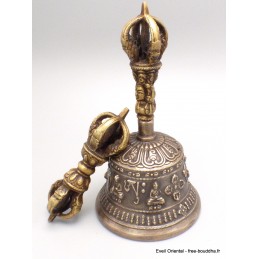 Cloche tibétaine Haute Qualité en Bronze 16 cm Objets rituels bouddhistes CTHQ1