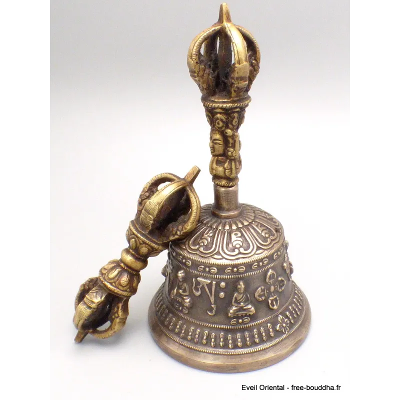 Cloche tibétaine Haute Qualité en Bronze 16 cm - Objets rituels bouddhistes