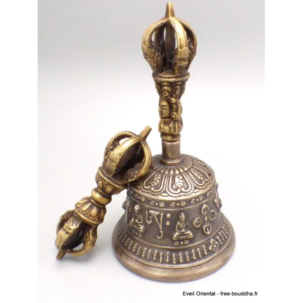 Cloche tibétaine Haute Qualité en Bronze 16 cm - Objets rituels bouddhistes