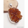 Bijou pendentif Citrine druze miel foncé serti clos Bijoux en Citrine LAM9.4