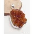 Bijou pendentif Citrine druze miel foncé serti clos - Bijoux en Citrine