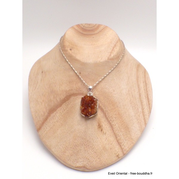 Bijou pendentif Citrine druze miel foncé serti clos Bijoux en Citrine LAM9.4