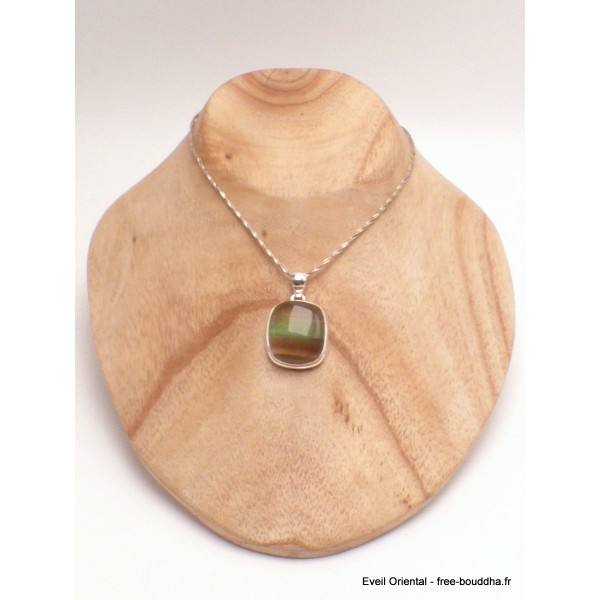 Pendentif Fluorite arc-en-ciel rayée vert jaune Bijoux en Fluorite LAM17.3