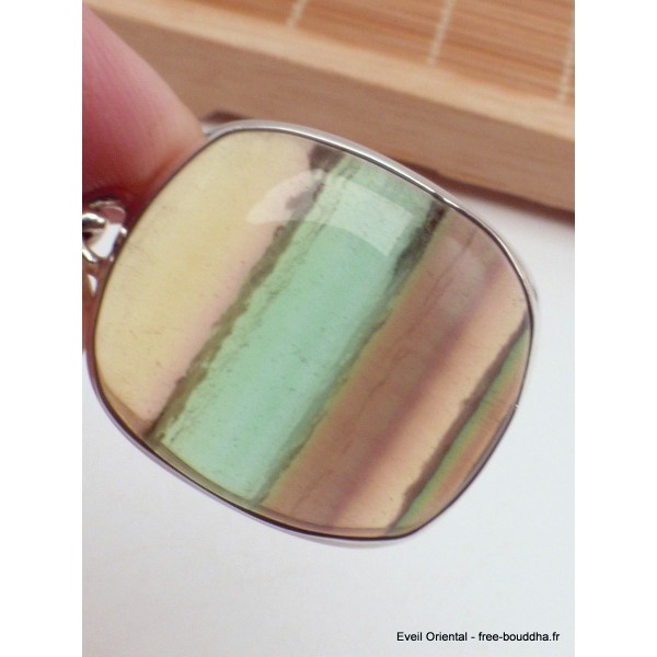 Pendentif Fluorite arc-en-ciel rayée vert jaune Bijoux en Fluorite LAM17.3