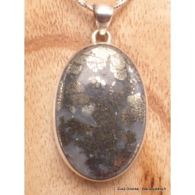 Rare Pendentif Pyrite sur Agate oval Pendentifs pierres naturelles LAM2.3