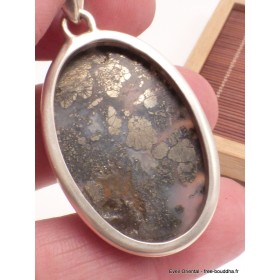 Rare Pendentif Pyrite sur Agate oval Pendentifs pierres naturelles LAM2.3