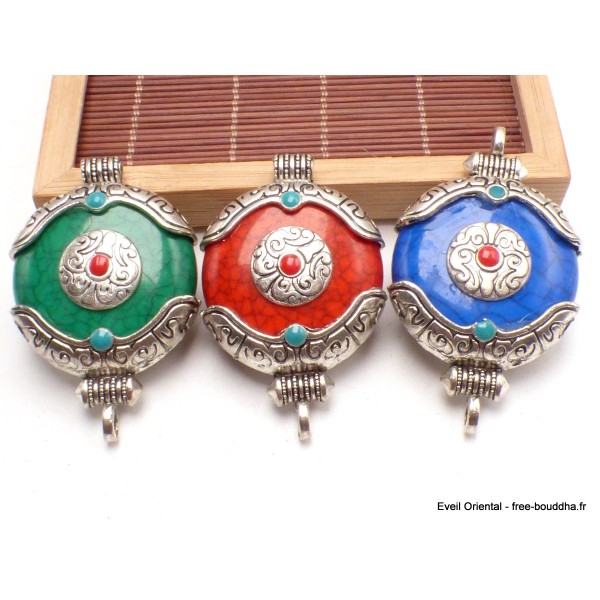Pendentif tibétain pierre fantaisie Pendentifs tibétains bouddhistes BHP56