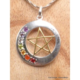 Pendentif Pentagramme et pierres Chakras Pendentifs pierres naturelles BEE63