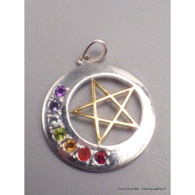 Pendentif Pentagramme et pierres Chakras Pendentifs pierres naturelles BEE63