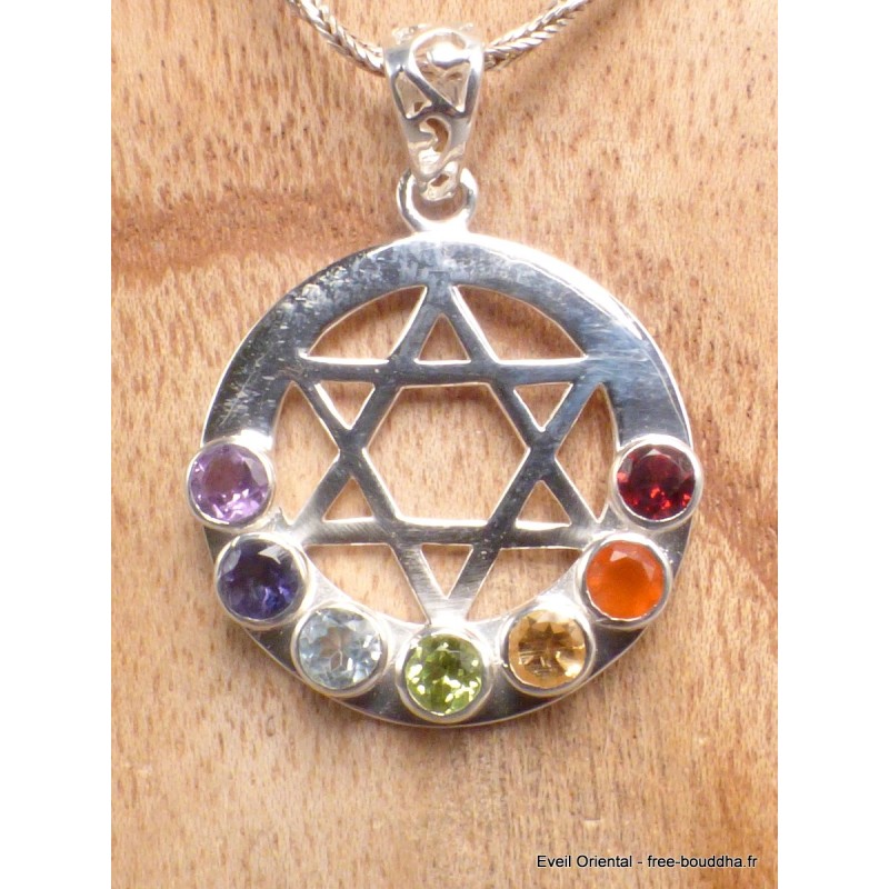 Bijou chakra reiki ETOILE DE DAVID Pendentifs pierres naturelles DA30