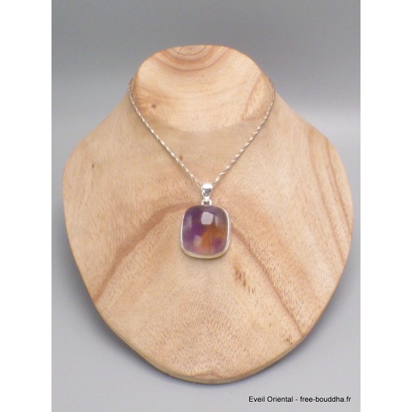 Gros Pendentif Amétrine naturelle carré Bijoux en Amétrine AW45.3