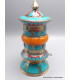 Moulin à prières bouddhiste Turquoise et ambre 21 cm Moulins à Prières tibétains PGAM18