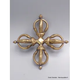 Double dorje tibetain varja bouddhiste 5 branches 10 cm - Dordjé, double dorjé (sans cloche)