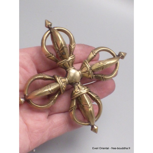 Double dorje varja bouddhiste 5 branches 10 cm Cloches et dorjé tibétains DV2