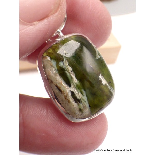 Pendentif Calcédoine Chrome rectangulaire Pendentifs pierres naturelles YM63.1
