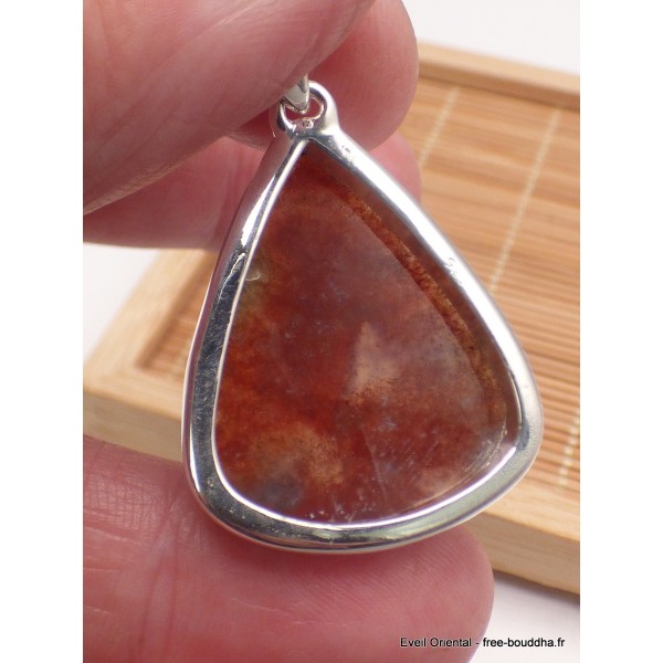 Pendentif Agate mousse du Texas triangulaire Bijoux en Agate Mousse LAM26.3