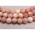 Véritable mala tibétain Pierre de lune pêche Mala tibétain 108 perles MADP5