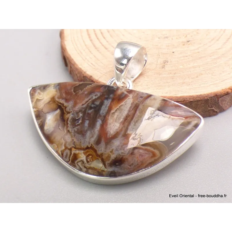 Pendentif en Agate Tubulaire demi-lune - Bijoux en Agate Tubulaire