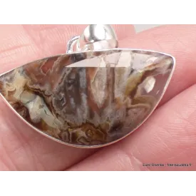 Pendentif en Agate Tubulaire demi-lune - Bijoux en Agate Tubulaire