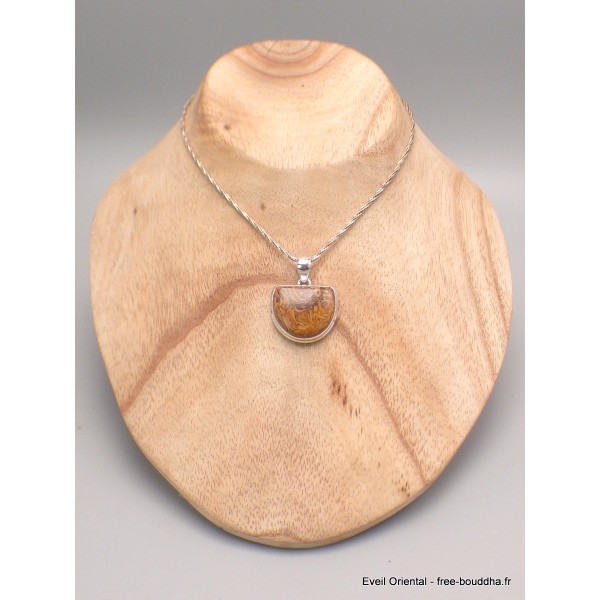 Pendentif Marium Jaspe Coquina semi-oval Bijoux en Marium Jaspe Coquina YM65.2