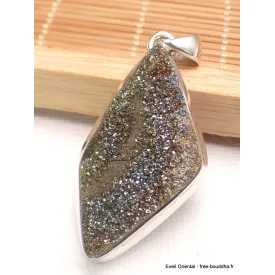 Pendentif argent Pyrite arc-en-ciel asymétrique - Pendentifs pierres naturelles