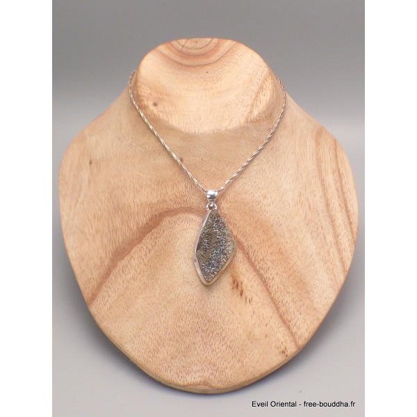 Pendentif argent Pyrite arc-en-ciel asymétrique Bijoux en Pyrite arc-en-ciel YM66